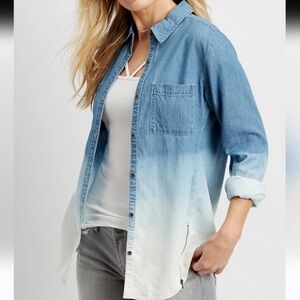 Maurices | Medium Wash Ombré Denim Button Down Shirt